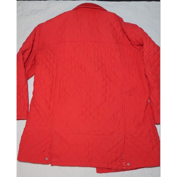 VTG Red Quilted Coat with Corduroy Collar Liz Claiborne - Picture 7 of 7